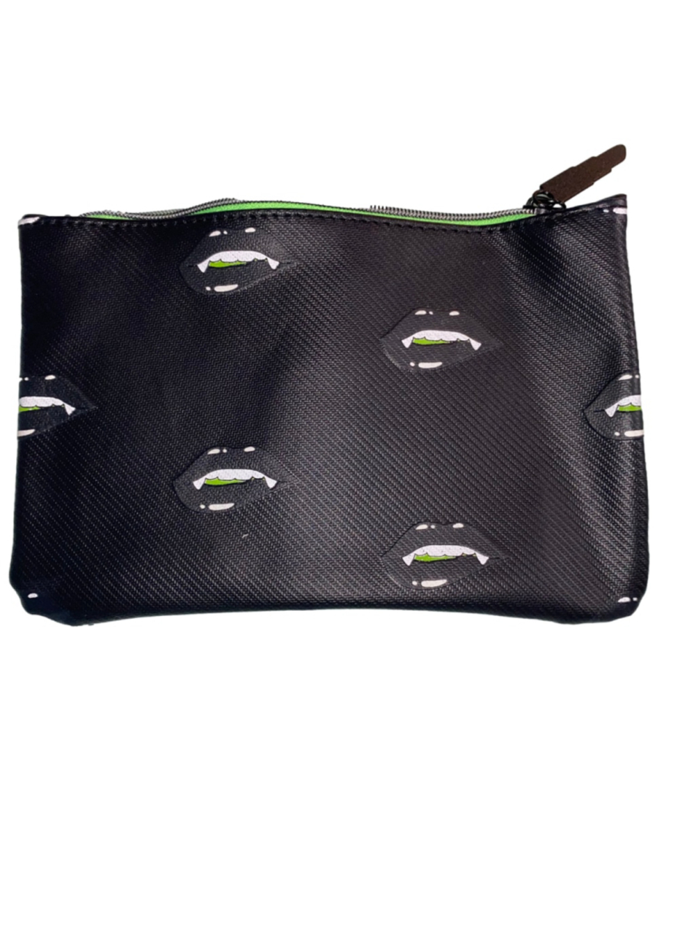 Women's Ipsy Pretty Wicked Cosmetic Bag One Size Black Green Vampire Lips Print